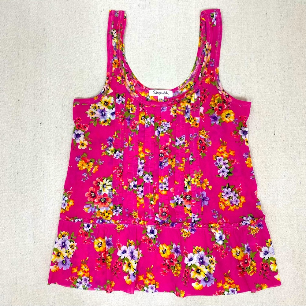 Aeropostale Hot Pink Floral Tank Top